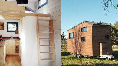 Une tiny house dans un champ