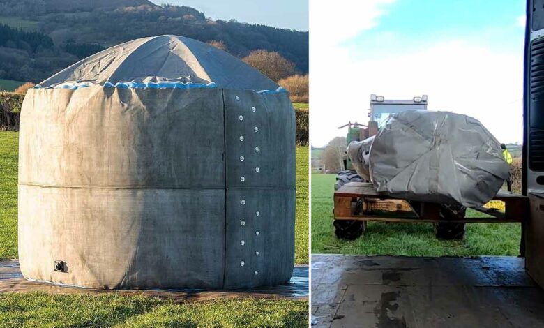 Deploy : l'invention d'un réservoir d'eau gonflable en toile de béton, d'une  capacité de 14 000 l - NeozOne