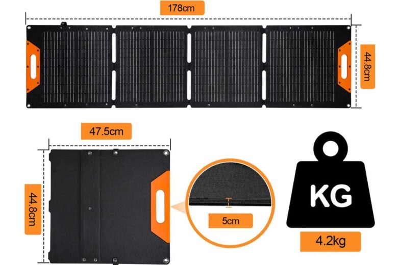 Un panneau solaire monocristallin pliable et portable IP67.