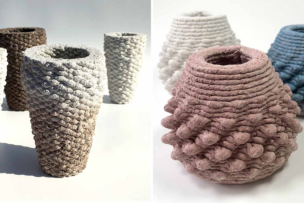 Des vases de biomatériaux en impression 3D.