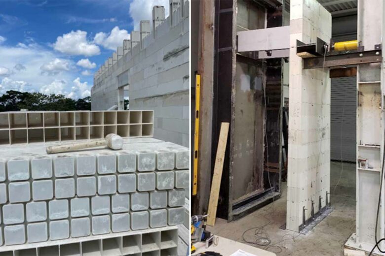 Ces blocs de construction sont comme des Lego et facilitent le travail.