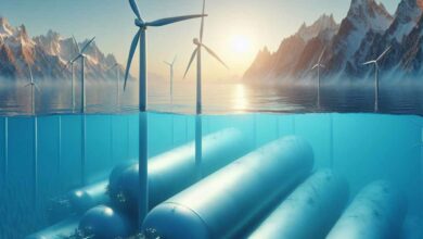 Une société envisage de stocker l'excédent de production d'énergie verte sous forme d'air comprimé dans des cuves sous-marines.