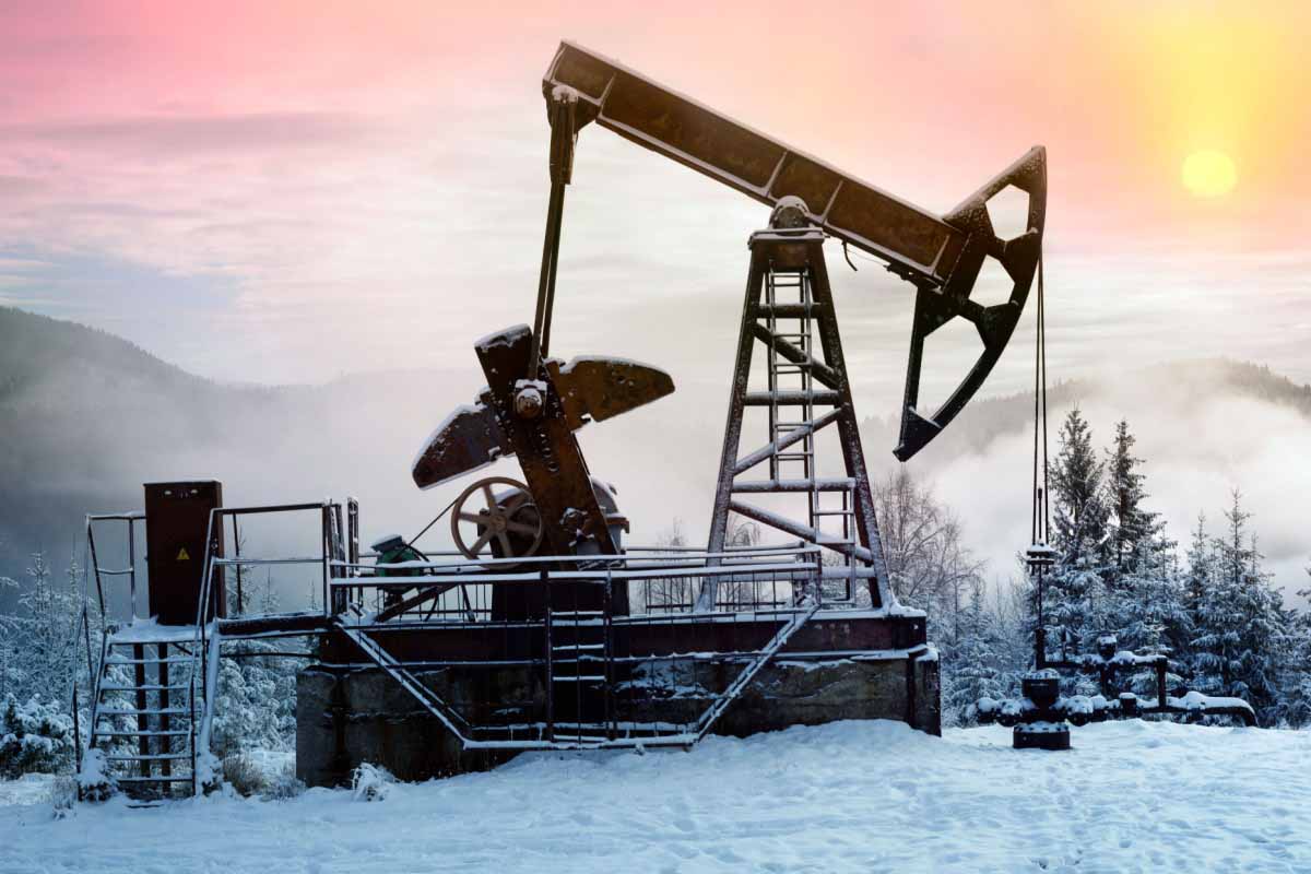 Puits de pétrole en Ukraine dans une région très froide.