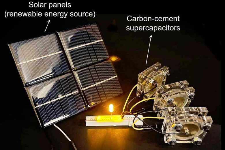 Du ciment capable de stocker et de libérer de l'énergie pour alimenter des appareils électriques.