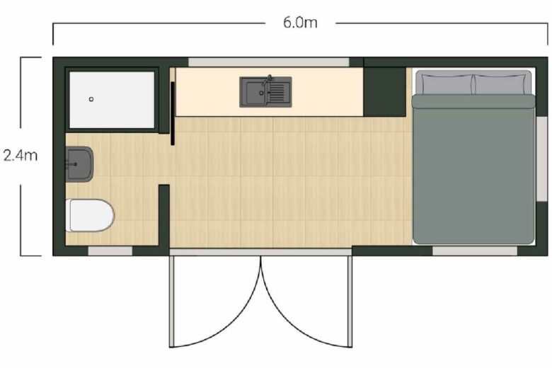 Le plan de la Tiny House Freedom 6m.