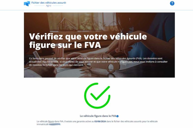Vérification de l'assurance de votre véhicule sur le FVA.
