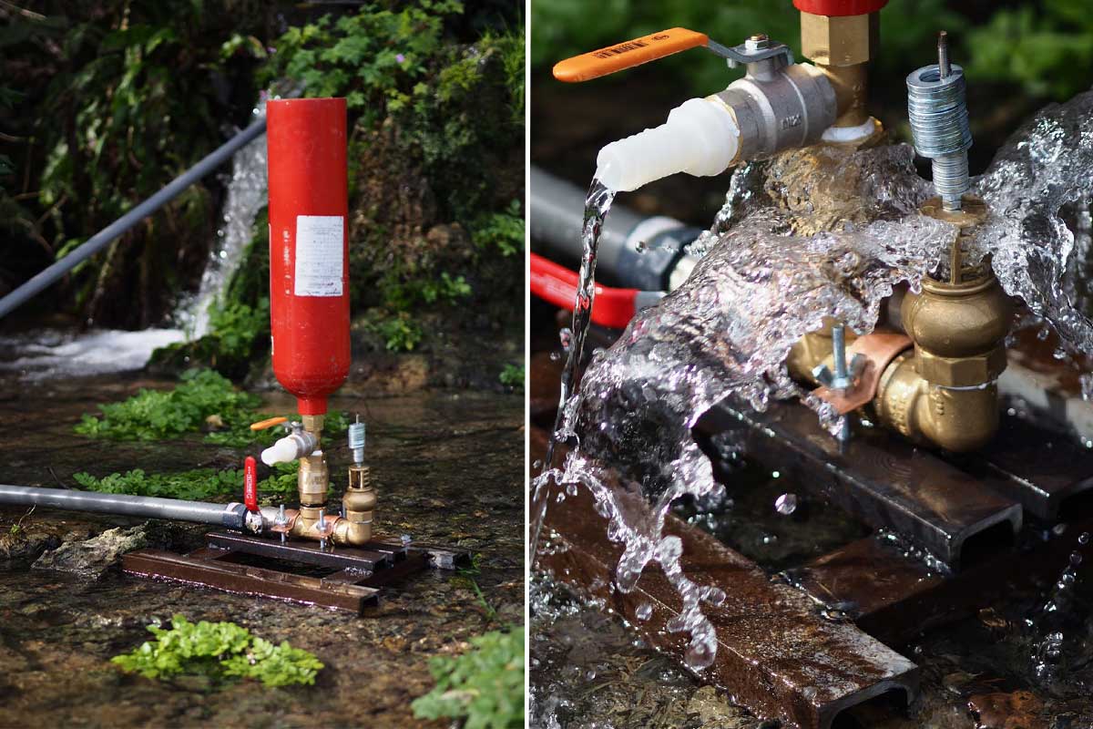Comment fabriquer une pompe à eau hydraulique avec un vieil extincteur ?