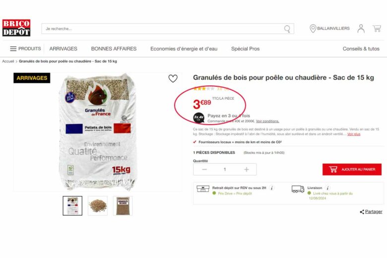 Des pellets à un prix imbattable en ce moment chez Brico Dépôt.