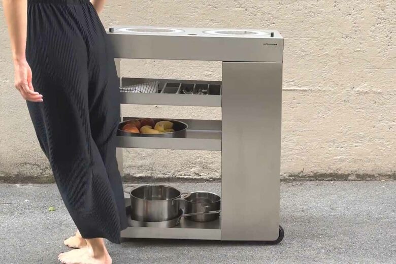 Cette cuisinière à hydrogène peut être transportée facilement.