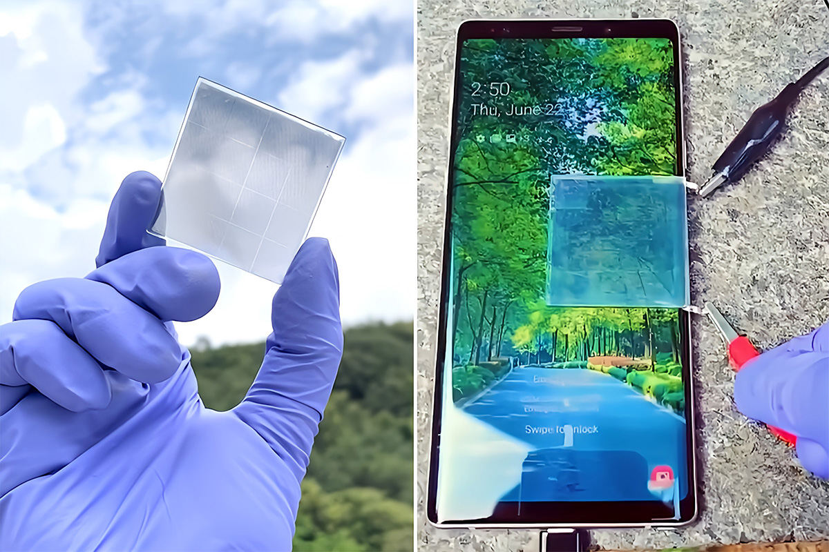 Des chercheurs ont réussi à recharger un téléphone avec cette cellule photovoltaïque transparente.