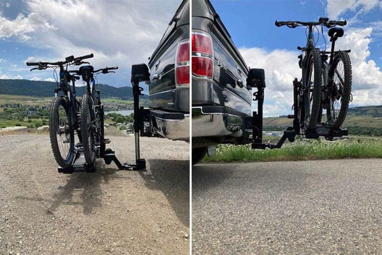 Un système de levage pour vélo électriques qui s'installe sur une voiture.