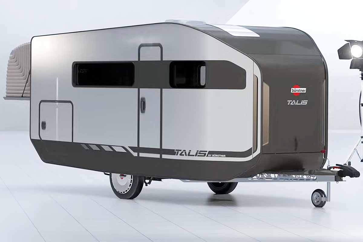 Une caravane aux allures modernes et aérodynamiques.