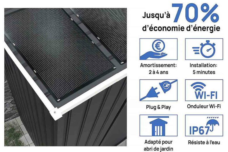 Des panneaux solaires adaptés pour votre abri de jardin.