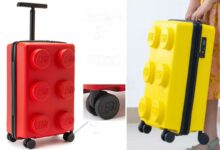 Transportez vos vêtements dans une valise en forme de Lego lors de vos voyages.