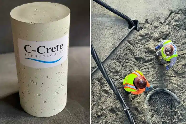 Un béton neutre en carbone à base de granit produit par C-Crete technologies vient d'être coulé pour une dale d'un building aux USA.