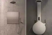 Le système de douche Heau peut être encastré ou bien installé avec un modèle de surface.