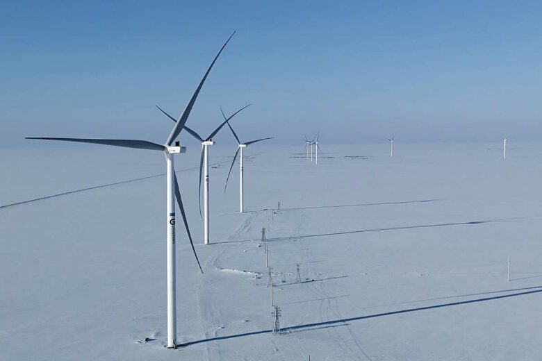 Un parc de super éoliennes Sany au Kazakhstan.