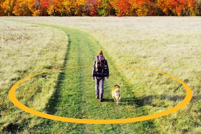 Avec cette laisse virtuelle, vous pouvez définir le périmètre autorisé pour votre chien tout autour de vous.