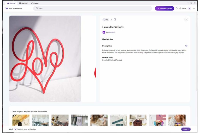 De nombreux modèle sont disponibles sur le marketplace de Wecreat.