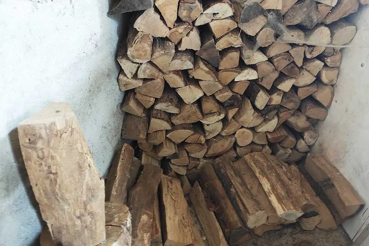 Un tas de bois de chauffage.