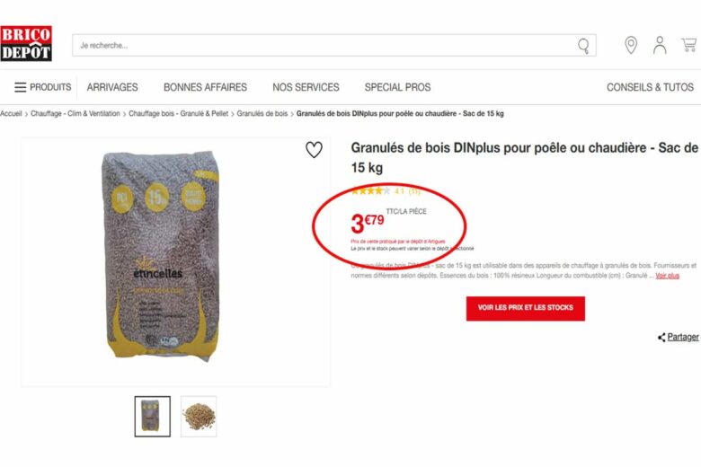 Des granulés de bois à un prix attractif chez Brico Dépôt.