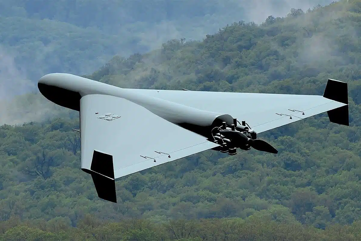 Un drone militaire en vol.