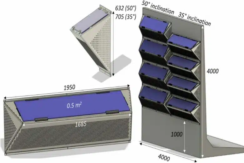 Schéma du mur anti-bruit solaire.