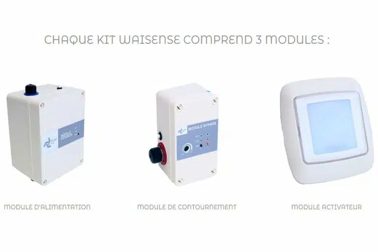 Trois modules pour un système d'économie d'eau.