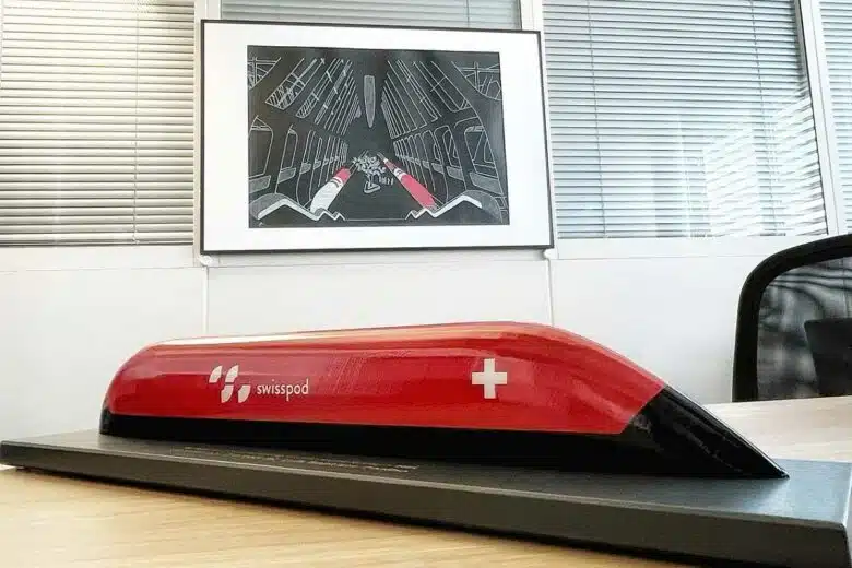 Une maquette du vactrain de Swisspod.