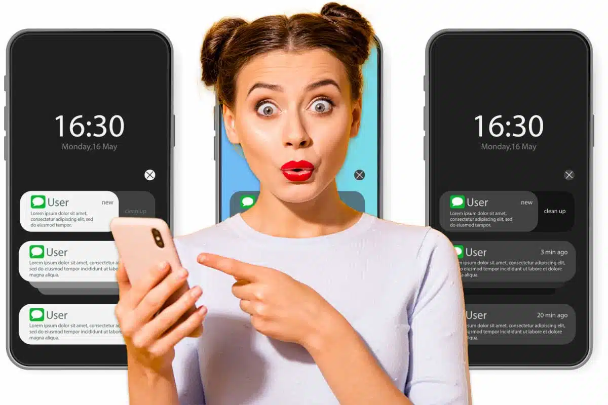 Une femme reçoit de nombreuses notifications.