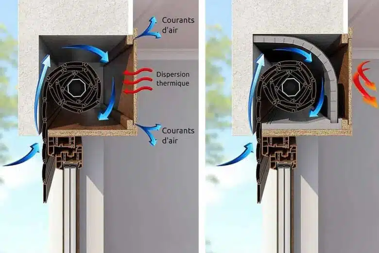 Ajout d'une isolation dans le caisson de volet roulant.