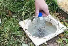 Une bouteille en plastique placée dans un skimmer.