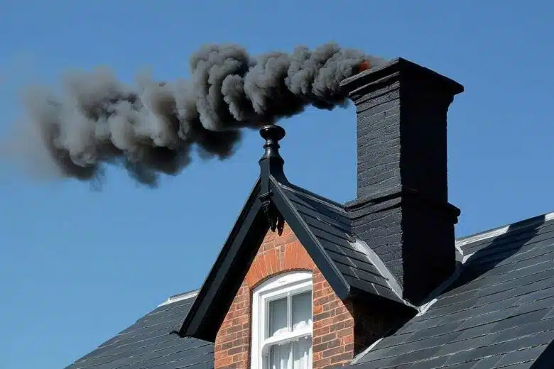 Une cheminée qui fume noir.