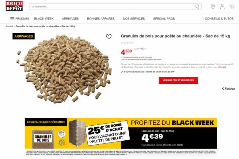 Une promotion sur les pellets.