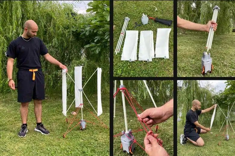 Montage de l'éolienne.