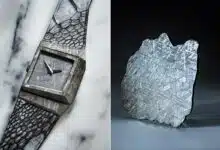 Une montre et un morceau de météorite.