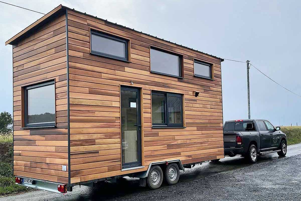 La tiny house de Laurent lors de sa livraison.