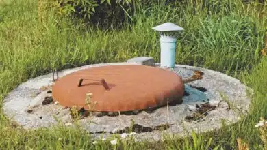 L'entrée d'un bunker dans un jardin.