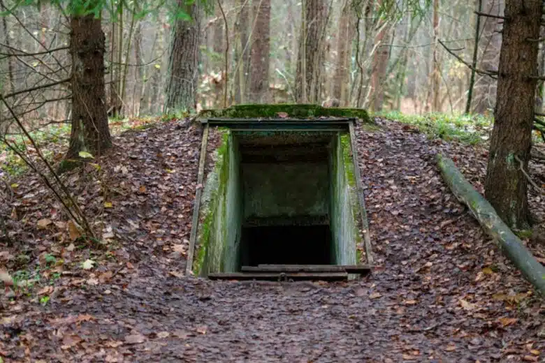 L'entrée d'un ancien bunker militaire.