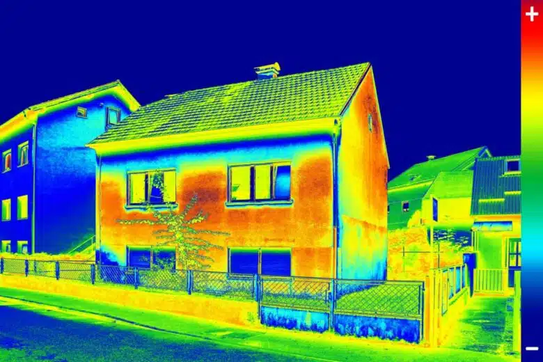 Thermogramme d'une maison.