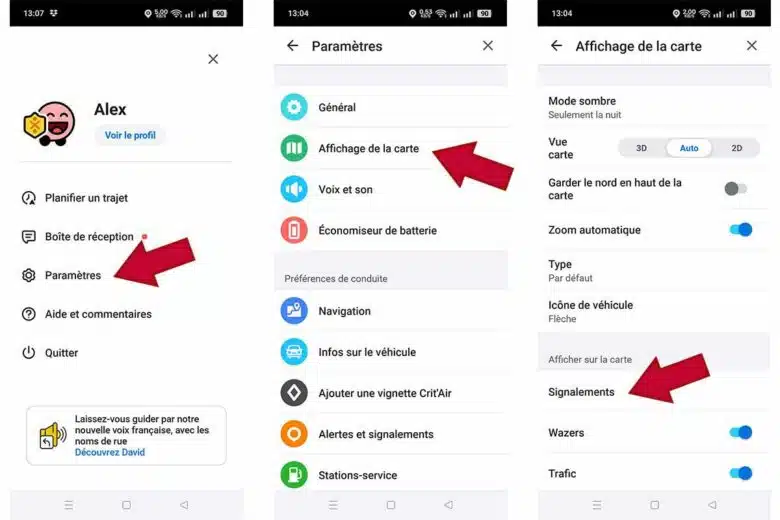 Marche à suivre pour activer l'option sur Waze.