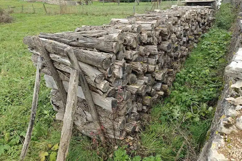 Une réserve de bois de chauffage.