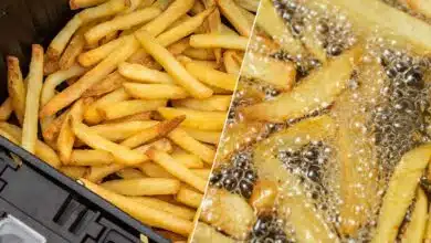 Des frites cuites à l'airfryer et à la friteuse à huile.