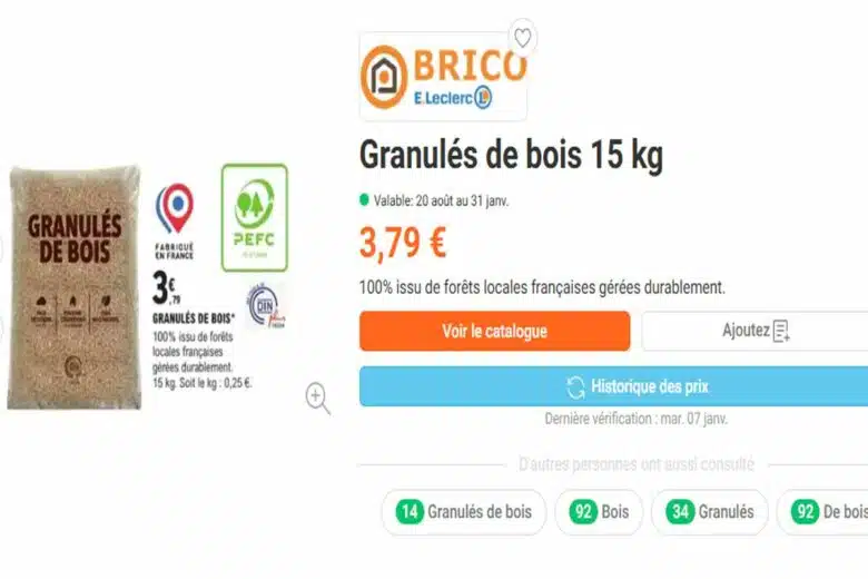 Des pellets pas cher chez Brico Leclerc.