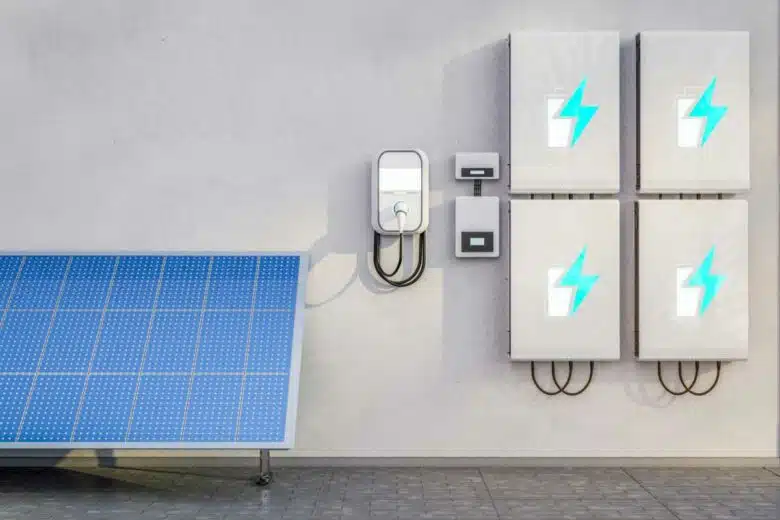 Un système photovoltaïque avec stockage.