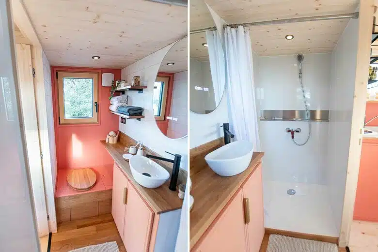 La salle de bain de la tiny house Cardabelle.