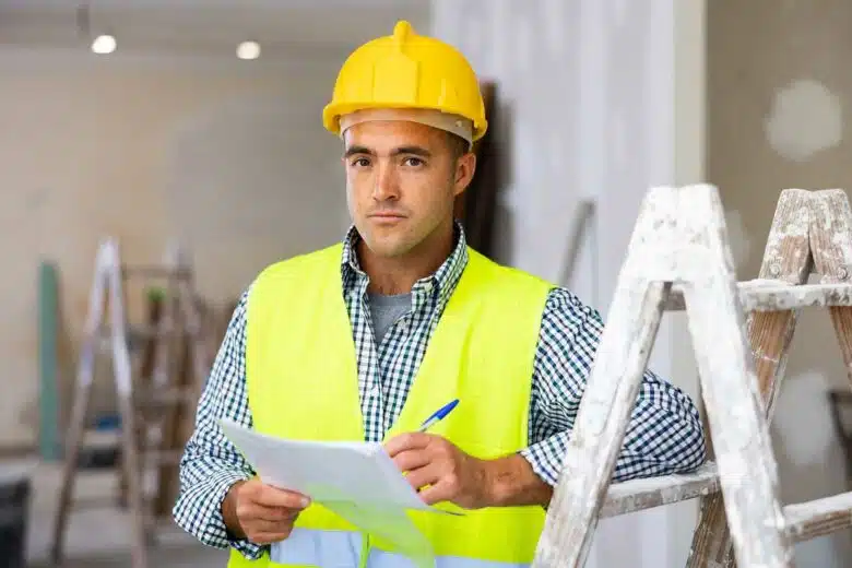 Un homme supervise des travaux.