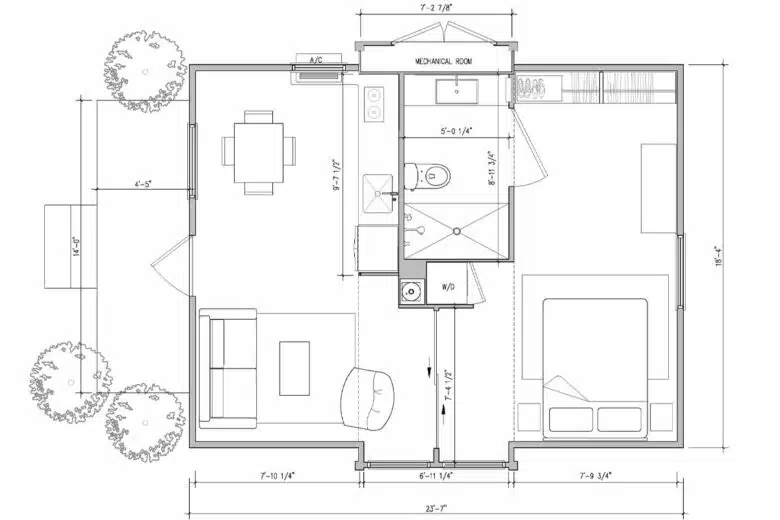 Les plans de la maison préfabriquée ADU.