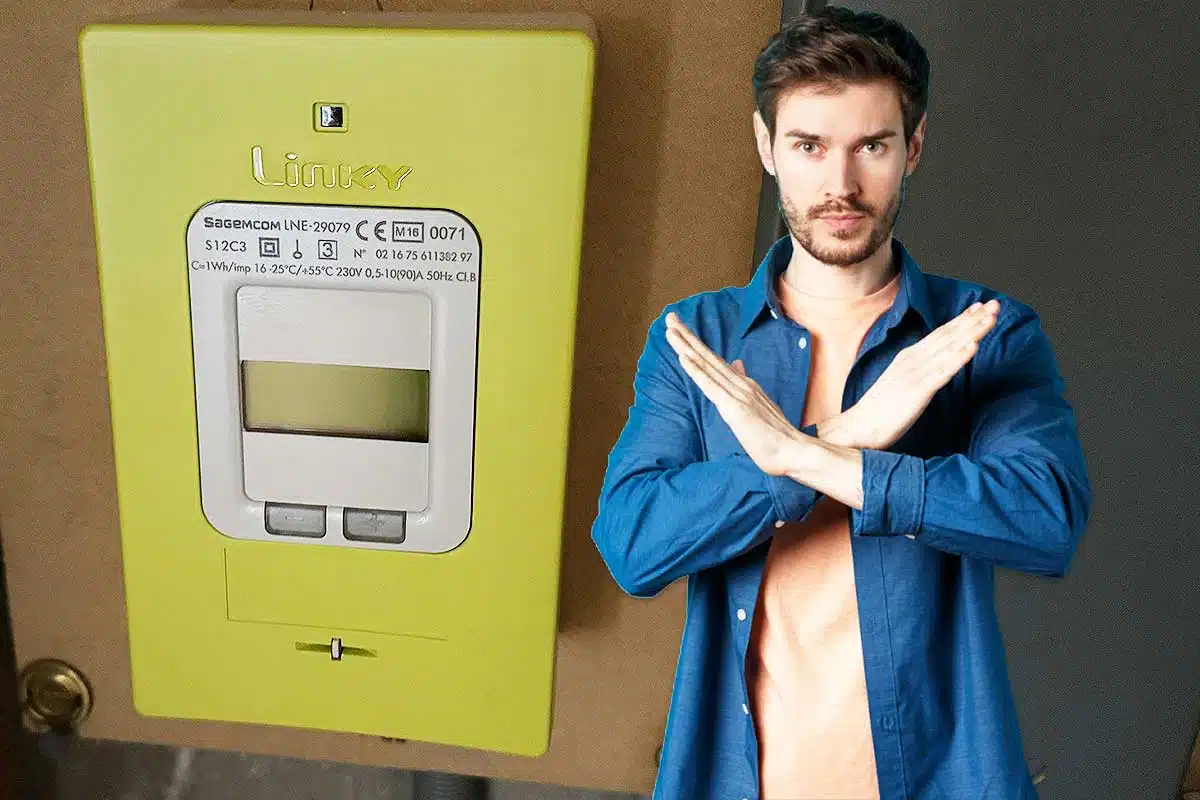 Un homme qui refuse le compteur Linky.