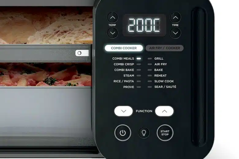 Zoom sur le panneau du Ninja Combi 12-en-1 : 12 modes pour cuisiner facilement et sans effort.